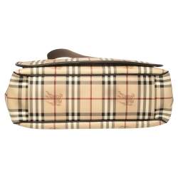Burberry Beige Haymarket Check PVC and Leather Diaper Messenger Bag