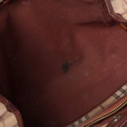 Pre Owned Burberry Brown/Beige Haymarket Check Coated Canvas and Leather Small Canterbury Tote