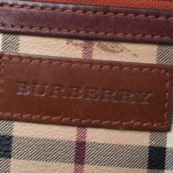 Pre Owned Burberry Brown/Beige Haymarket Check Coated Canvas and Leather Small Canterbury Tote