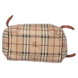 Pre Owned Burberry Brown/Beige Haymarket Check Coated Canvas and Leather Small Canterbury Tote
