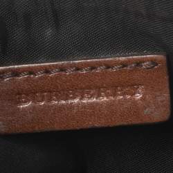 Pre Owned Burberry Brown/Beige House Check Fabric and Leather Crossbody Bag