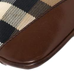 Pre Owned Burberry Brown/Beige House Check Fabric and Leather Crossbody Bag