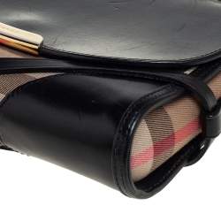 Pre Owned Burberry Black House Check Canvas and Leather Abbott Shoulder Bag
