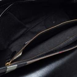 Pre Owned Burberry Black House Check Canvas and Leather Abbott Shoulder Bag