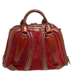 Pre Owned Burberry Brown Leather and Suede Shrimpton Satchel