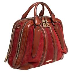 Pre Owned Burberry Brown Leather and Suede Shrimpton Satchel