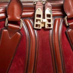 Pre Owned Burberry Brown Leather and Suede Shrimpton Satchel