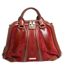Pre Owned Burberry Brown Leather and Suede Shrimpton Satchel