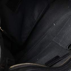 Pre Owned Burberry Black/Beige House Check Canvas and Leather Front Pocket Buckle Hobo 