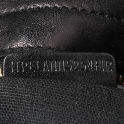 Pre Owned Burberry Black/Beige House Check Canvas and Leather Front Pocket Buckle Hobo 