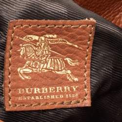 Pre Owned Burberry Beige/Brown Haymarket Leather And Quilted Canvas Hobo