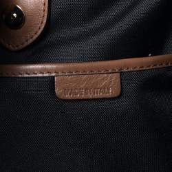 مملوكة مسبقًا Burberry Brown/Beige Haymarket Canvas and Leather Double Zip Tote