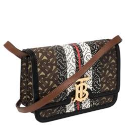  Burberry Multicolor TB-Print Coated Canvas and Leather Crossbody Bag