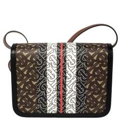  Burberry Multicolor TB-Print Coated Canvas and Leather Crossbody Bag