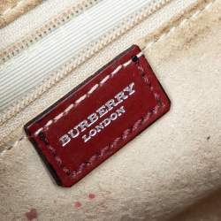 مملوكة مسبقًا حقيبة كلتش بربري حمالة معصم سحاب علوي كانفاس مقوى كاروهات هايماركت بيج 