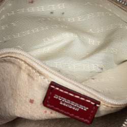 مملوكة مسبق ًا حقيبة كلتش بربري حمالة معصم سحاب علوي كانفاس مقوى كاروهات هايماركت بيج 