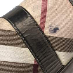 Burberry Metallic Bronze/Beige Nova Check PVC and Leather Messenger Flap Bag