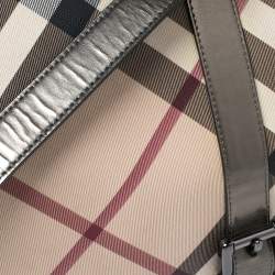 Burberry Metallic Bronze/Beige Nova Check PVC and Leather Messenger Flap Bag