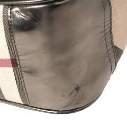 Burberry Metallic Bronze/Beige Nova Check PVC and Leather Messenger Flap Bag