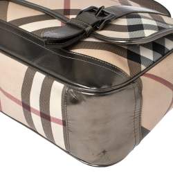 Burberry Metallic Bronze/Beige Nova Check PVC and Leather Messenger Flap Bag