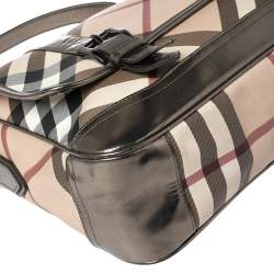 Burberry Metallic Bronze/Beige Nova Check PVC and Leather Messenger Flap Bag