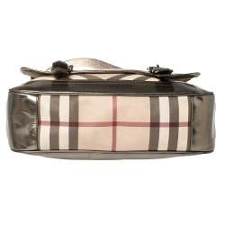 Burberry Metallic Bronze/Beige Nova Check PVC and Leather Messenger Flap Bag