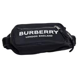 Burberry Black Logo Print Nylon and Leather Bum Belt Bag 