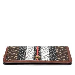 مملوكة مسبقًا Burberry Brown TB Monogram Coated Canvas and Leather Rowe Wallet on Chain