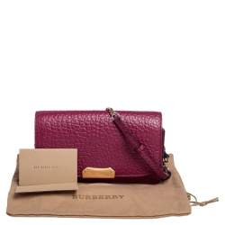 Pre Owned محفظة بسلسلة بربري ماديسون جلد عنابية