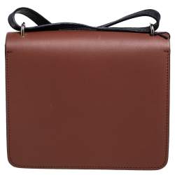 Pre Owned Burberry Black/Brown Leather Small D-Ring Chain Shoulder Bag