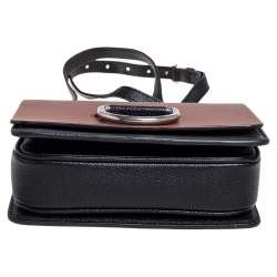Pre Owned Burberry Black/Brown Leather Small D-Ring Chain Shoulder Bag