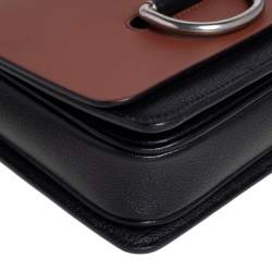 Pre Owned Burberry Black/Brown Leather Small D-Ring Chain Shoulder Bag