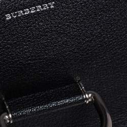 Pre Owned Burberry Black/Brown Leather Small D-Ring Chain Shoulder Bag