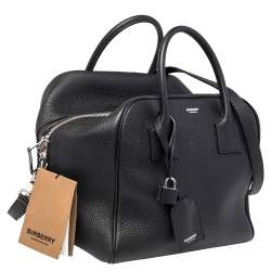 Burberry Black Leather Medium Cube Satchel