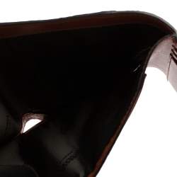 مملوكة مسبقًا محفظة بربري طية ثلاثية صغير جلد وكانفاس مقوى مخطط أيقون أسود/ بيج