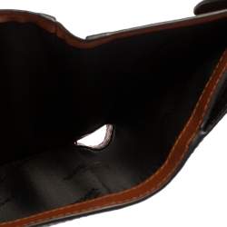 مملوكة مسبقًا محفظة بربري طية ثل�اثية صغير جلد وكانفاس مقوى مخطط أيقون أسود/ بيج