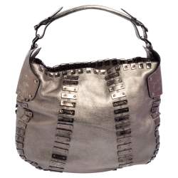  Burberry Metallic Leather Embellished Hobo