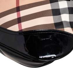 مملوكة مسبقًا Burberry Black/Beige Nova Check Coated Canvas Brook Hobo