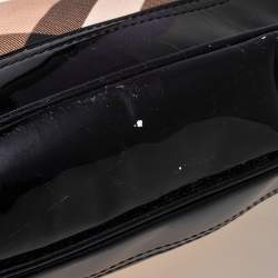 مملوكة مسبقًا Burberry Black/Beige Nova Check Coated Canvas Brook Hobo