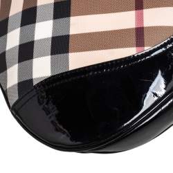 مملوكة مسبقًا Burberry Black/Beige Nova Check Coated Canvas Brook Hobo