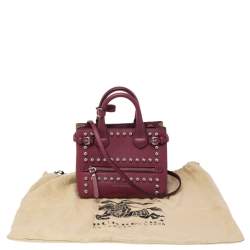 مملوكة مسبقًا Burberry Magenta Leather and House Check Canvas Mini Banner Tote