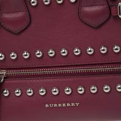 مملوكة مسبقًا Burberry Magenta Leather and House Check Canvas Mini Banner Tote