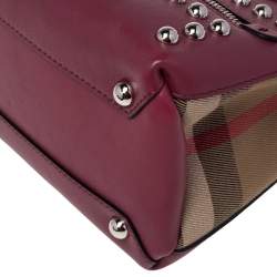 مملوكة مسبقًا Burberry Magenta Leather and House Check Canvas Mini Banner Tote