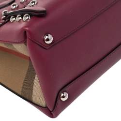 مملوكة مسبقًا Burberry Magenta Leather and House Check Canvas Mini Banner Tote