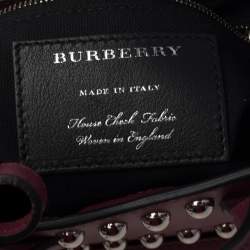 مملوكة مسبقًا Burberry Magenta Leather and House Check Canvas Mini Banner Tote
