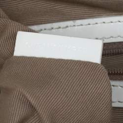 Pre Owned Burberry Beige/ White Nova Check And Patent Leather Brooke Hobo