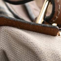 Pre Owned Burberry Beige/Brown Haymarket Check Coated Canvas and Leather Boston Bag