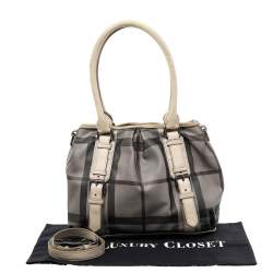 Burberry Beige Smoke Check PVC and Leather Northfield Tote