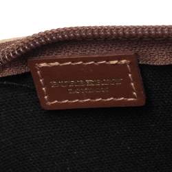 Pre Owned Burberry Beige/Brown Haymarket Check Coated Canvas and Leather Wristlet Clutch