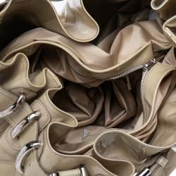 Pre Owned Burberry Cream Quilted Patent Leather Beaton Tote